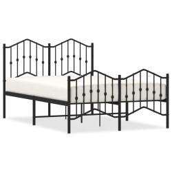 Cadre de lit métal sans matelas avec pied de lit noir 120x200cm 