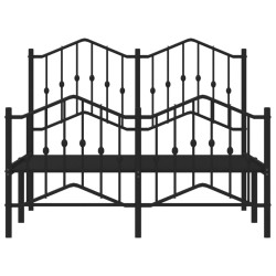 Cadre de lit métal sans matelas avec pied de lit noir 120x200cm 