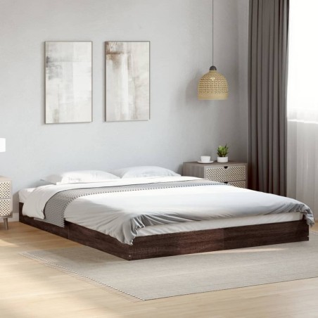 Cadre de lit sans matelas chêne marron 160x200 cm 