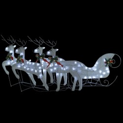 Décoration de Noël Renne et traîneau 100 LED extérieur blanc 