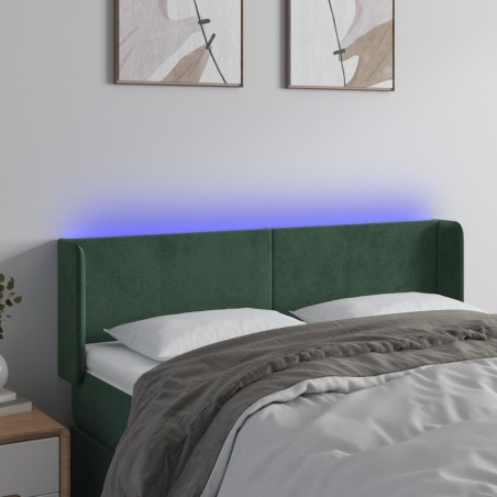 Tête de lit à LED Vert foncé 147x16x78/88 cm Velours 