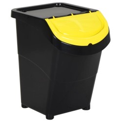 Poubelles empilables avec couvercles 3 pcs noir PP 120 L 
