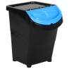 Poubelles empilables avec couvercles 3 pcs noir PP 120 L 