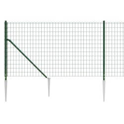 Clôture en treillis métallique et piquet d'ancrage vert 1,1x10m 