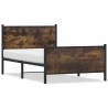 Cadre de lit en métal sans matelas chêne fumé 107x203 cm 
