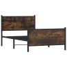 Cadre de lit en métal sans matelas chêne fumé 107x203 cm 