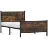 Cadre de lit en métal sans matelas chêne fumé 107x203 cm 