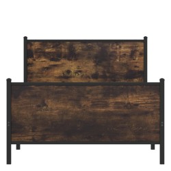 Cadre de lit en métal sans matelas chêne fumé 107x203 cm 