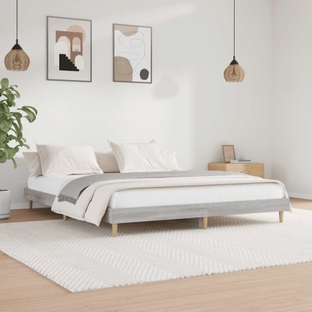 Cadre de lit sans matelas sonoma gris 120x200cm bois ingénierie 
