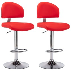 Tabourets de bar lot de 2 rouge similicuir 