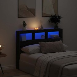 Armoire tête de lit avec LED chêne noir 140x17x102 cm 