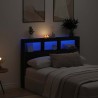 Armoire tête de lit avec LED chêne noir 140x17x102 cm 