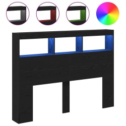Armoire tête de lit avec LED chêne noir 140x17x102 cm 