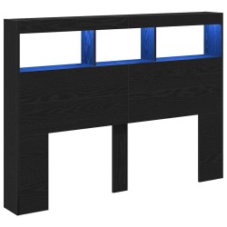 Armoire tête de lit avec LED chêne noir 140x17x102 cm 