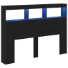 Armoire tête de lit avec LED chêne noir 140x17x102 cm 