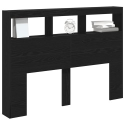 Armoire tête de lit avec LED chêne noir 140x17x102 cm 