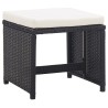 Tabourets de jardin lot de 2 avec coussins Résine tressée Noir 