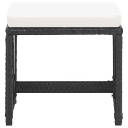 Tabourets de jardin lot de 2 avec coussins Résine tressée Noir 