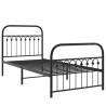 Cadre de lit métal sans matelas avec pied de lit noir 90x190 cm 
