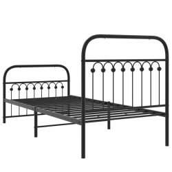 Cadre de lit métal sans matelas avec pied de lit noir 90x190 cm 