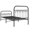 Cadre de lit métal sans matelas avec pied de lit noir 90x190 cm 