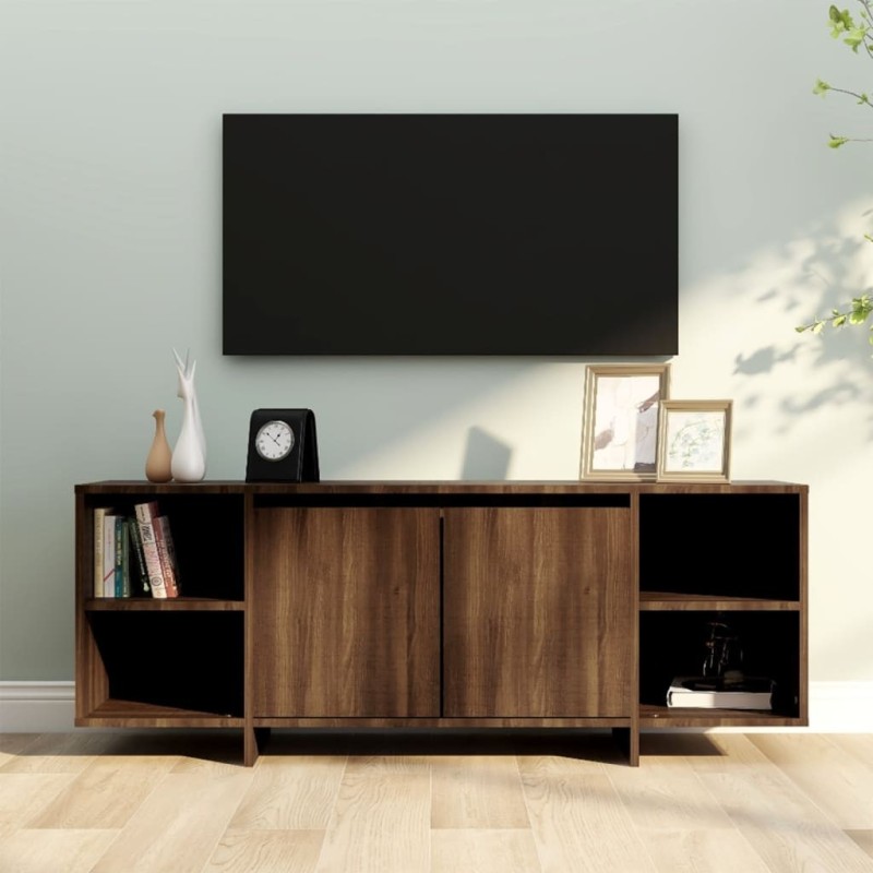 Meuble TV chêne marron 130x35x50 cm bois d'ingénierie Meuble TV chêne marron 130x35x50 cm bois d'ingénierie