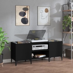 Armoire à disques noir 121x38x48 cm bois d'ingénierie 