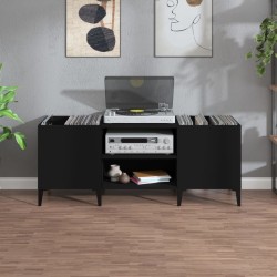 Armoire à disques noir 121x38x48 cm bois d'ingénierie 
