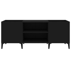 Armoire à disques noir 121x38x48 cm bois d'ingénierie 