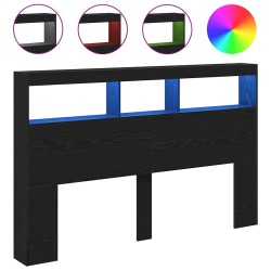 Armoire tête de lit avec LED chêne noir 160x17x102 cm 