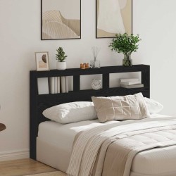 Armoire tête de lit avec LED chêne noir 160x17x102 cm 