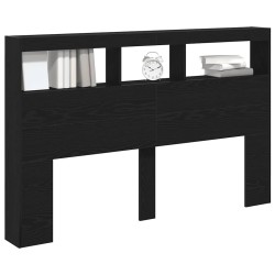 Armoire tête de lit avec LED chêne noir 160x17x102 cm 