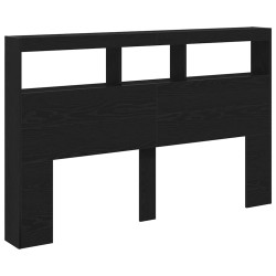 Armoire tête de lit avec LED chêne noir 160x17x102 cm 