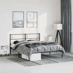 Cadre de lit métal sans matelas avec tête de lit noir 150x200cm 
