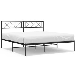 Cadre de lit métal sans matelas avec tête de lit noir 150x200cm 
