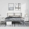 Cadre de lit métal sans matelas avec tête de lit noir 150x200cm 