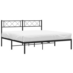 Cadre de lit métal sans matelas avec tête de lit noir 150x200cm 