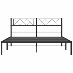 Cadre de lit métal sans matelas avec tête de lit noir 150x200cm 