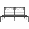 Cadre de lit métal sans matelas avec tête de lit noir 150x200cm 