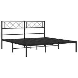Cadre de lit métal sans matelas avec tête de lit noir 150x200cm 