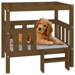 Lit pour chien Marron miel 75,5x63,5x70 cm Bois de pin solide 