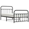 Cadre de lit métal sans matelas avec pied de lit noir 100x190cm 