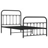 Cadre de lit métal sans matelas avec pied de lit noir 100x190cm 