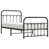 Cadre de lit métal sans matelas avec pied de lit noir 100x190cm 