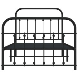 Cadre de lit métal sans matelas avec pied de lit noir 100x190cm 