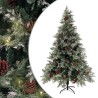 Sapin de Noël pré-éclairé pommes de pin vert blanc 120cm PVC PE 