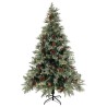 Sapin de Noël pré-éclairé pommes de pin vert blanc 120cm PVC PE 