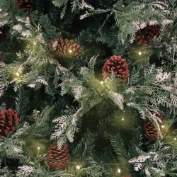 Sapin de Noël pré-éclairé pommes de pin vert blanc 120cm PVC PE 