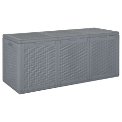 Boîte de rangement de jardin gris PP rotin 270 L 