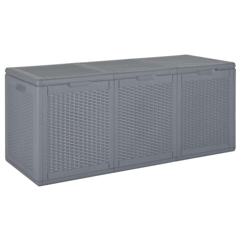 Boîte de rangement de jardin gris PP rotin 270 L 